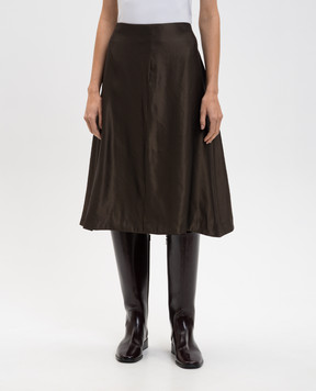Khaite Nania silk skirt in khaki 4165479