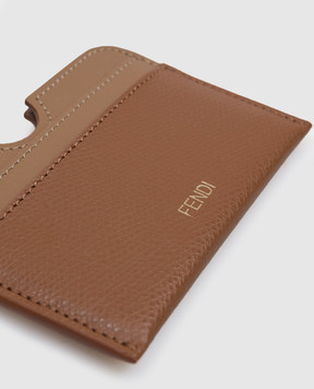 Fendi Brown leather cardholder FF Diamonds 8M0562B141