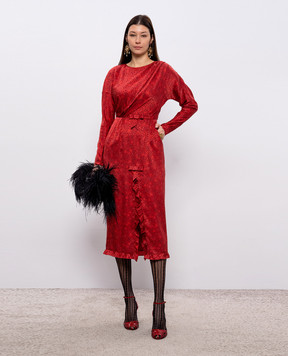 Alessandra Rich Red patterned silk midi dress FABX4325F4670