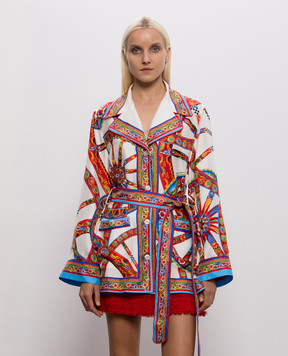 Dolce&Gabbana White printed silk blouse F5Q03TGDDTI