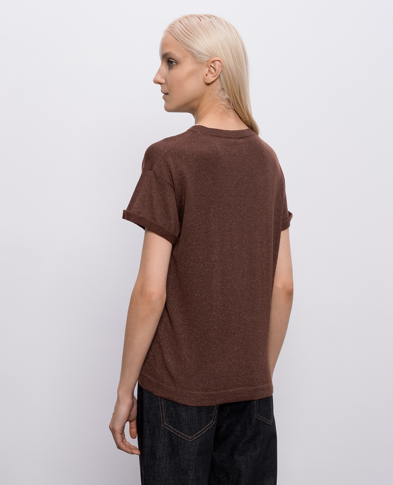

Brown cashmere and silk lurex t-shirt Brunello Cucinelli