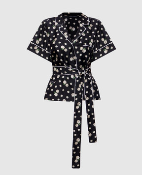 Dolce&Gabbana Black printed silk blouse F5S23TIS13H