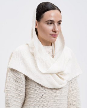 Peserico White alpaca wool hooded scarf E36215F079217D