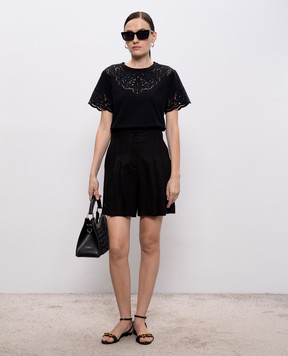 Twinset Black T-shirt with Richelieu embroidery 261TP2440