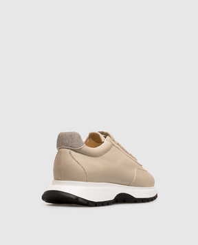 Doucal's Beige leather sneakers with a monil chain DD8936LYSAPF876