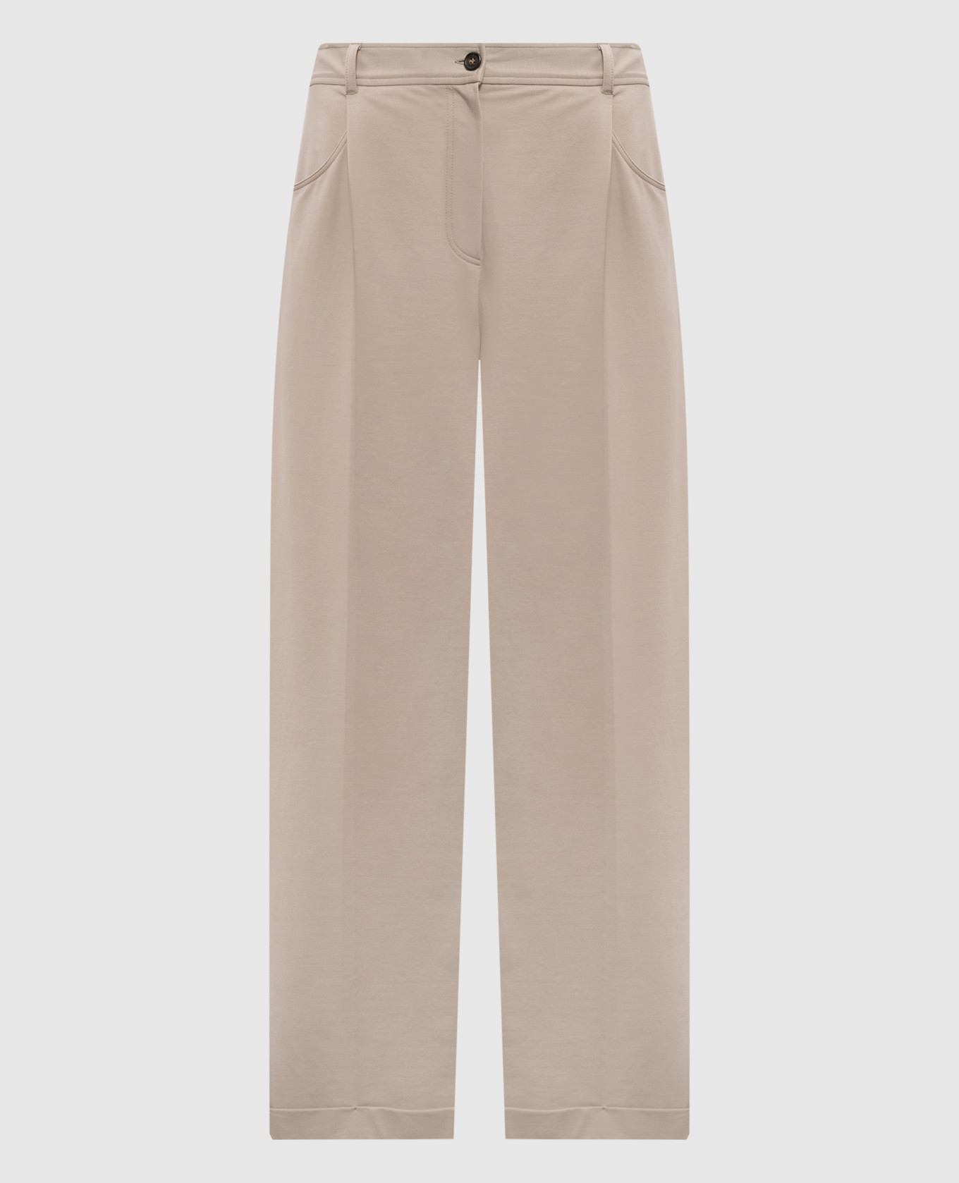 Pantalon beige à revers