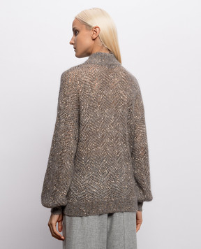 Brunello Cucinelli Gray openwork sweater with wool MRG562504