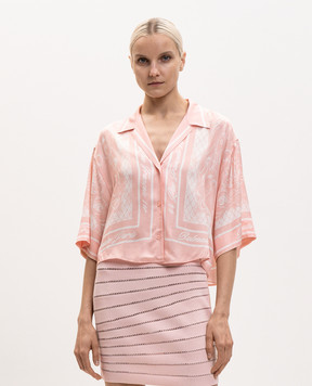 Balmain Pink cropped Foulard blouse HF1ALB35VJ12
