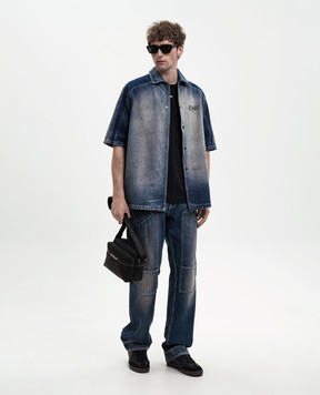 Off-White Blue denim shirt with a worn effect 44MYD05US26D001