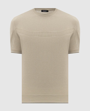 Stefano Ricci Khaki T-shirt with monogram pattern K616448G10F26115