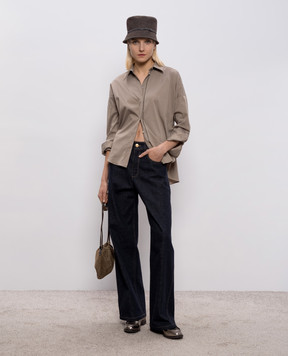 Brunello Cucinelli Brown shirt with monil chain M0091MA636