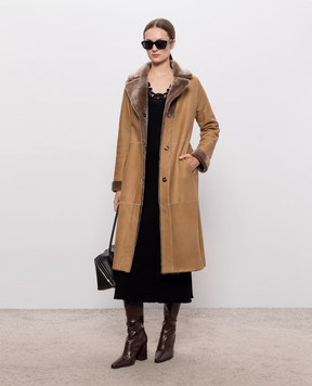Babe Pay Pls Brown reversible sheepskin coat with belt 2231УКРMERINO