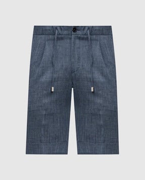 Enrico Mandelli Blue shorts made of wool, silk and linen GYMSHO6020