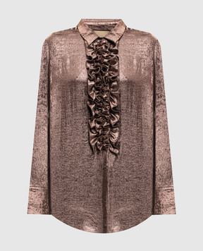 Momoni Bilancia Bis brown blouse with ruffles MOSH03017MO