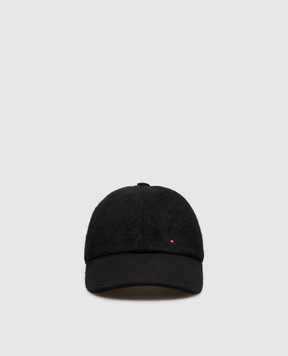 Kiton Black cashmere cap with logo embroidery UCPL022K0216L