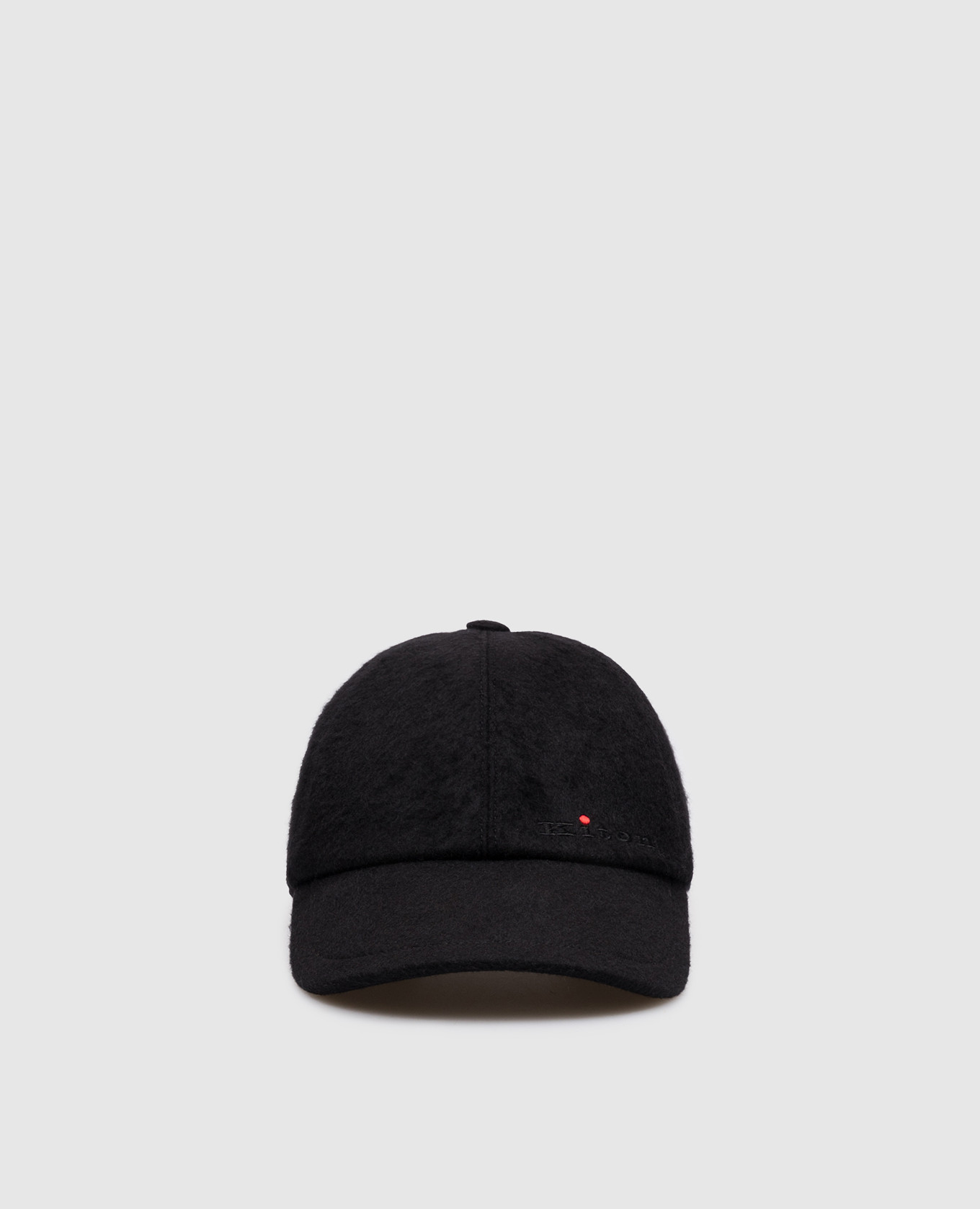 Black cashmere cap with logo embroidery