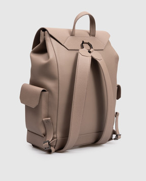 Stefano Ricci Beige leather backpack with textured logo ND251G9UVDVH