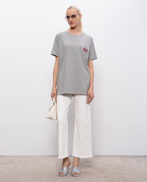 The Attico Grey melange T-shirt with embroidered logo 260WCT00353JJJ025AA