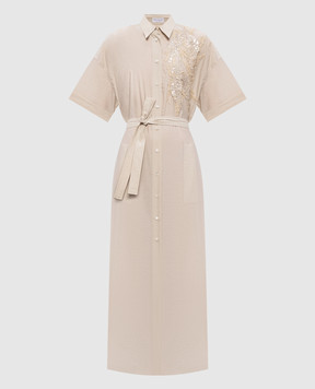 Brunello Cucinelli Ivory shirt dress with embroidery and sequins M0F79AHD91