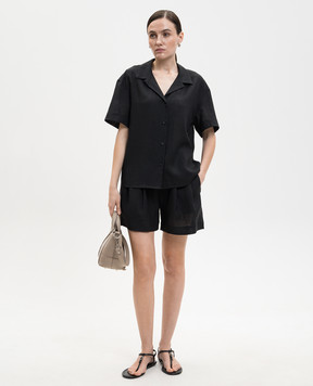 Asceno Zurich black linen shorts B027F06C01