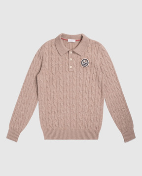 Brunello Cucinelli Children's brown cashmere polo shirt B22M72315A