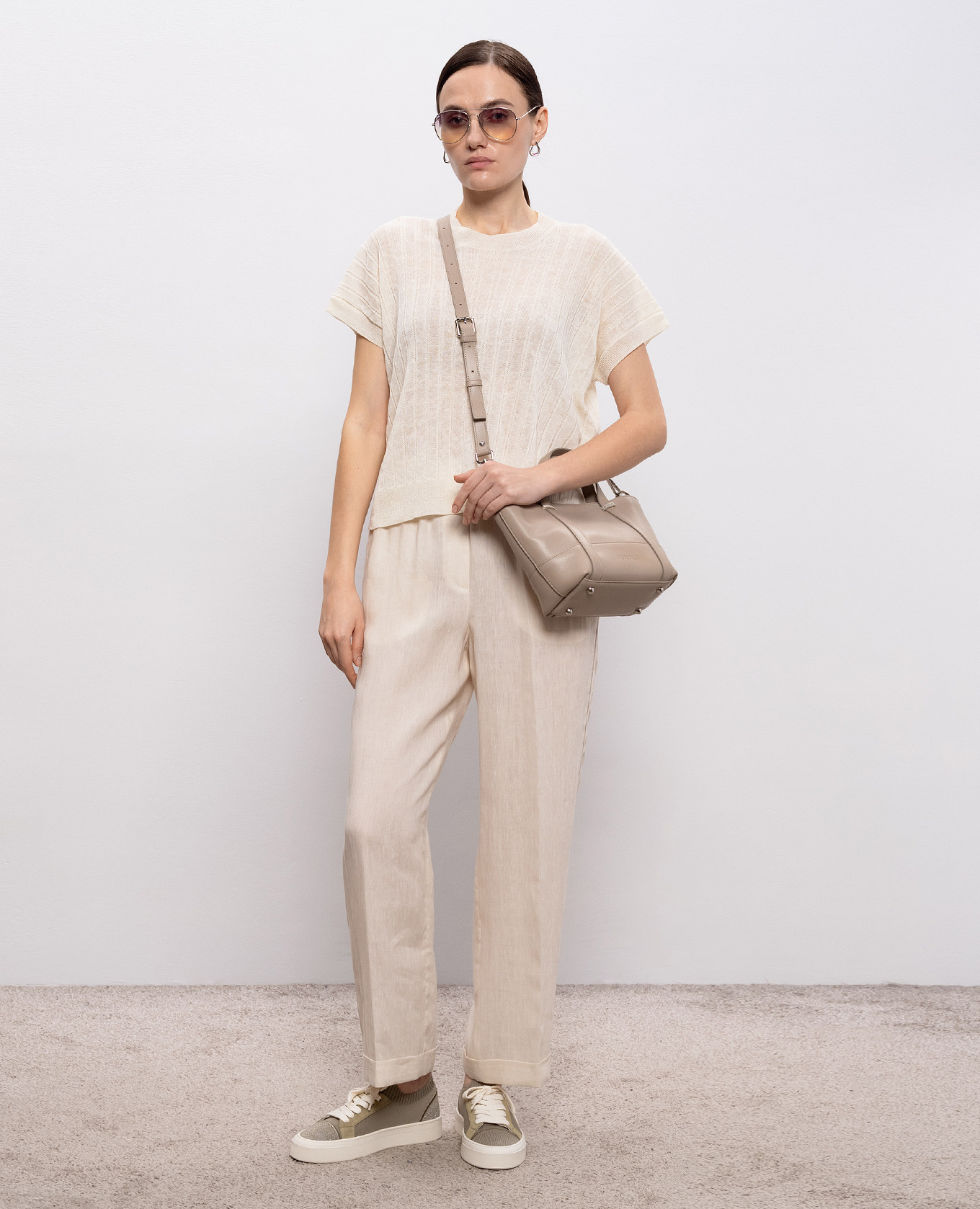 Beige top with linen Peserico 2