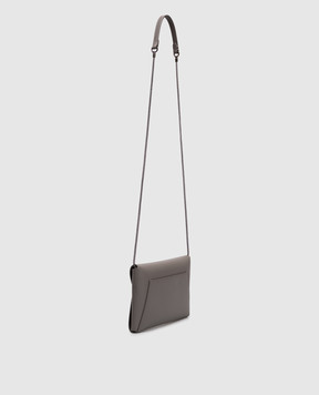 Brunello Cucinelli Gray leather clutch with logo print MWXAD2722P