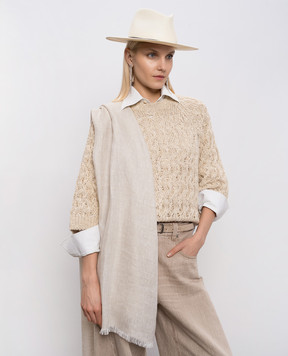 Brunello Cucinelli Beige stole with linen and lurex MSCDAGL67