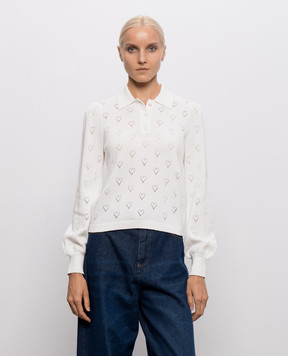 Twinset White cashmere polo with openwork pattern 262TP3022