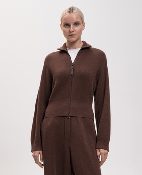 Brunello Cucinelli Brown cashmere cardigan with lurex M1E224716P