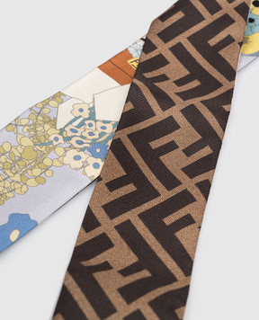 Fendi Double-sided silk twill fabric with branded print FXT011B01U