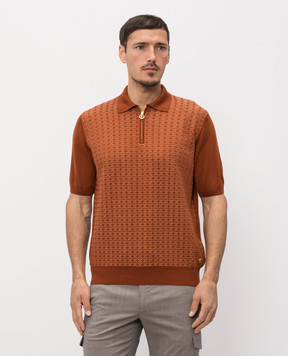 Stefano Ricci Brown silk polo shirt K212038P31F26194