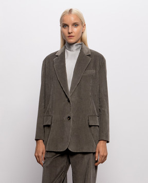 Brunello Cucinelli Green double-breasted corduroy jacket MA1807105