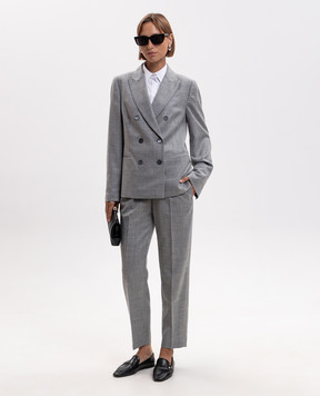 Peserico Gray double-breasted wool jacket with lurex A0140103359