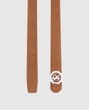 Stefano Ricci Suede brown belt with monogram logo N381SDC366P