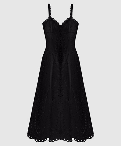 Solace black midi dress with embroidery