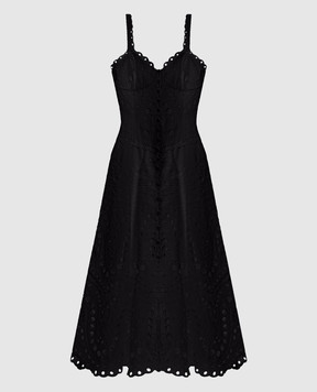 Charo Ruiz Solace black midi dress with embroidery 263614