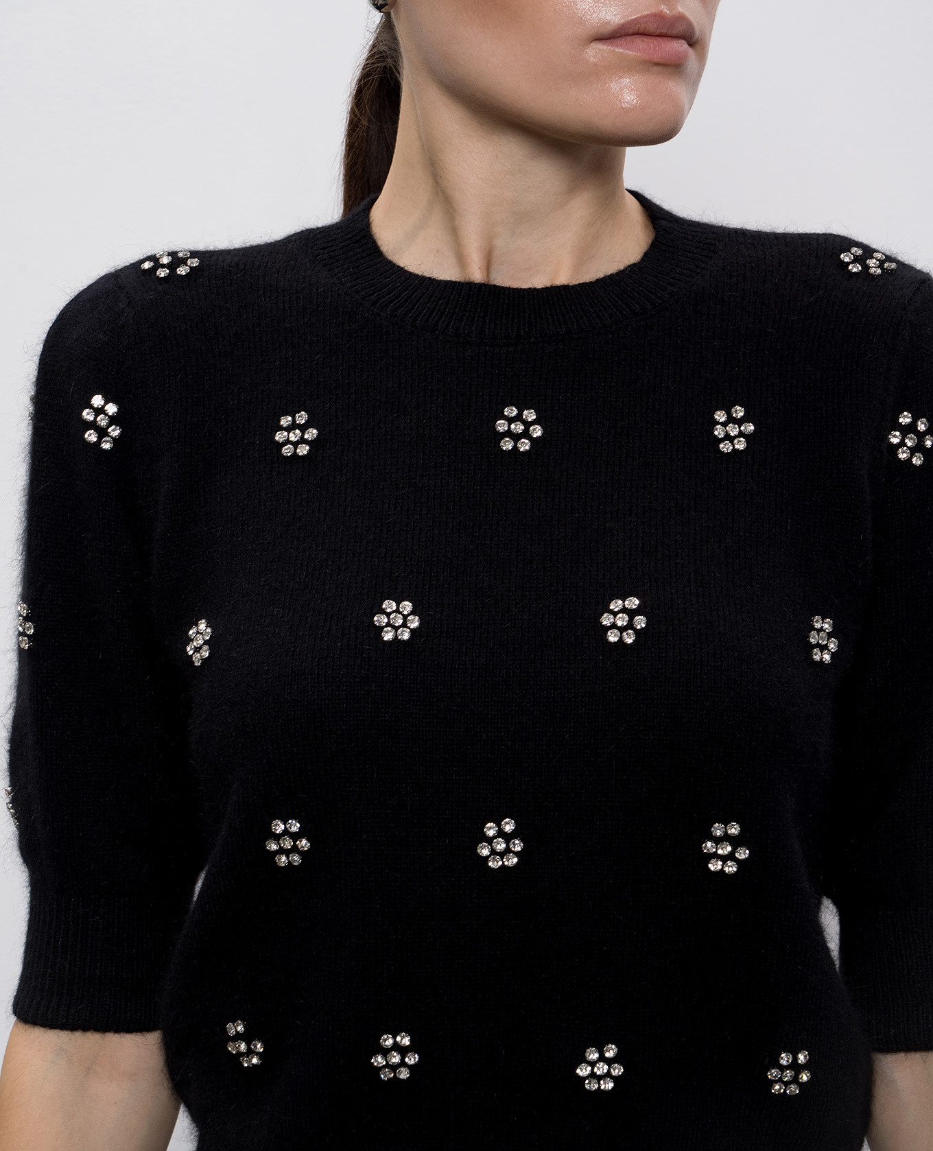 

Black angora wool top with logo Twinset