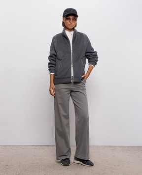 Peserico Gray wool jacket with monil chain A21107A8846