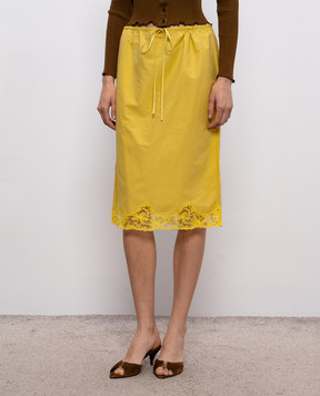 Saint Laurent Yellow silk skirt with lace 856886Y7J24
