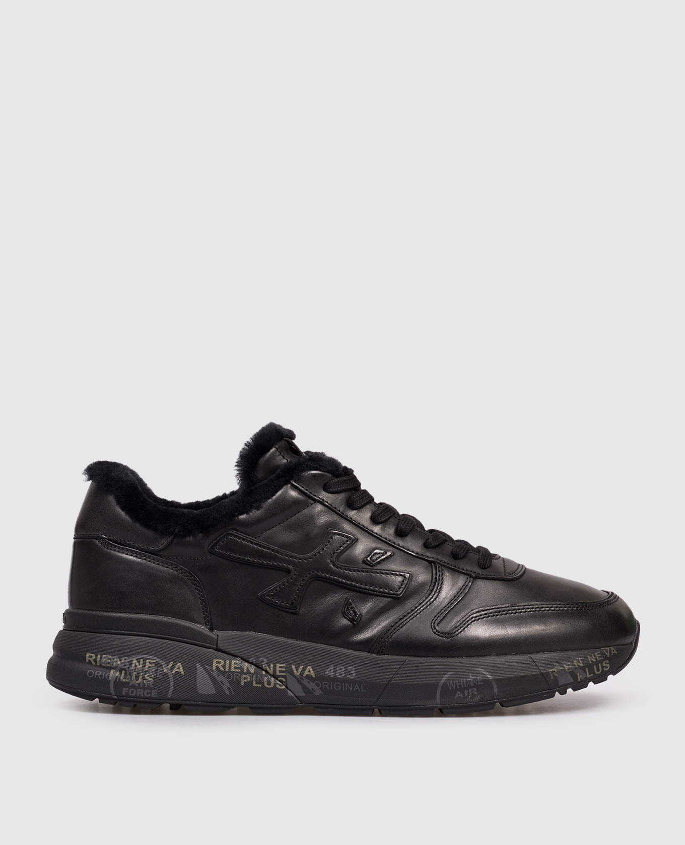 

MICK black leather sneakers with fur Premiata