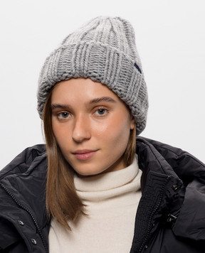 Woolrich Grey wool hat with logo patch CFWWAC0196FBUF0766