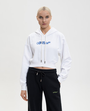 Off-White Cloudy Arrow White Cropped Hoodie OWBB056F25FLE002