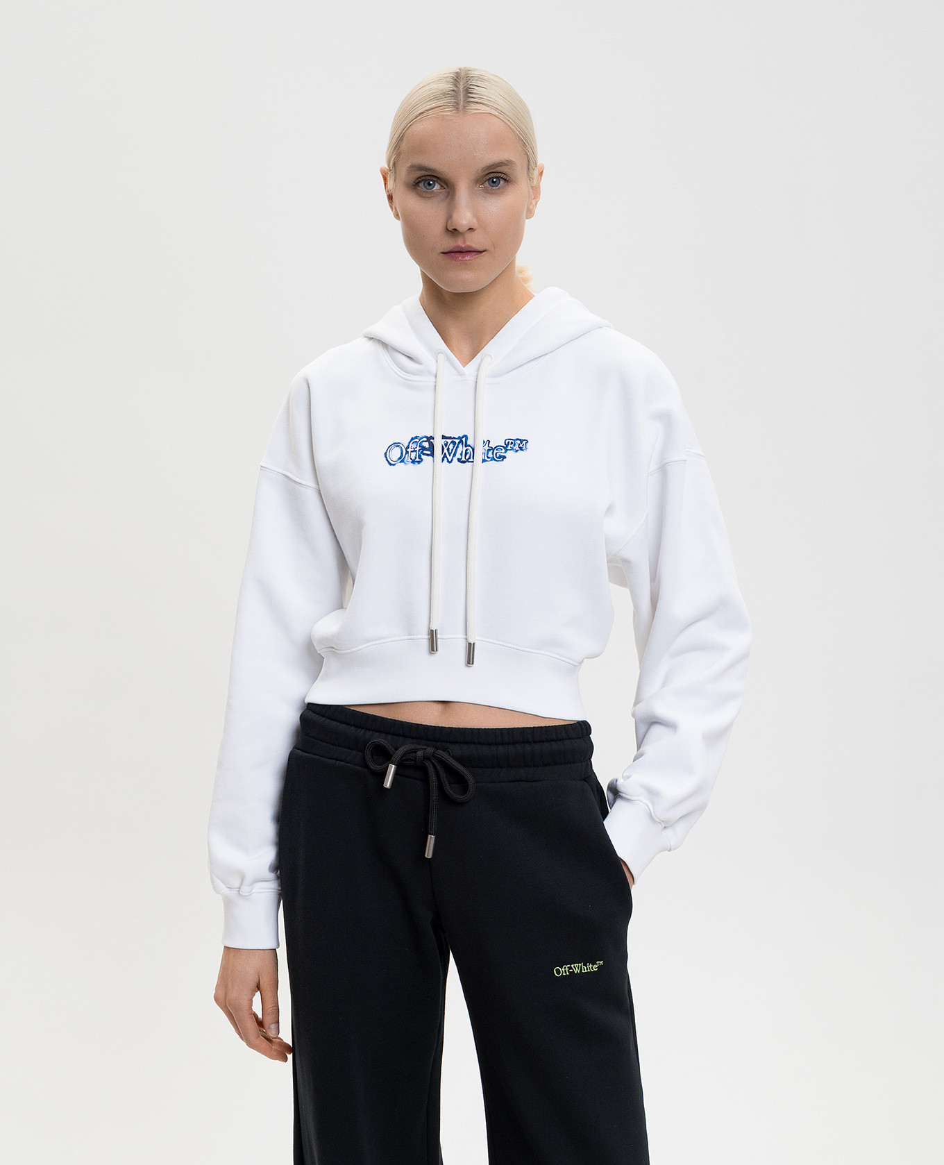 Cloudy Arrow White Cropped Hoodie Off-White 3