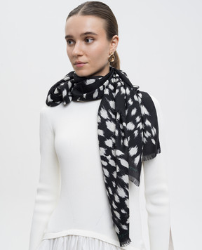Givenchy Black wool and silk stole in animal print 710010172001