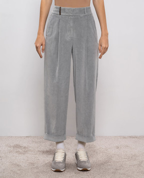 Peserico Gray corduroy pants P04831T303642