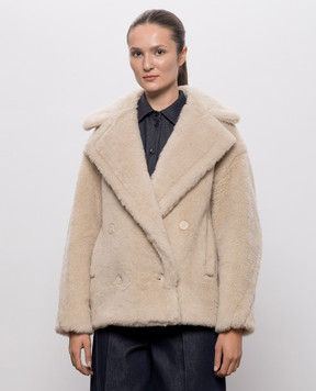 Max Mara ALCUNO beige double-breasted coat made of wool and silk MXMALCUNO