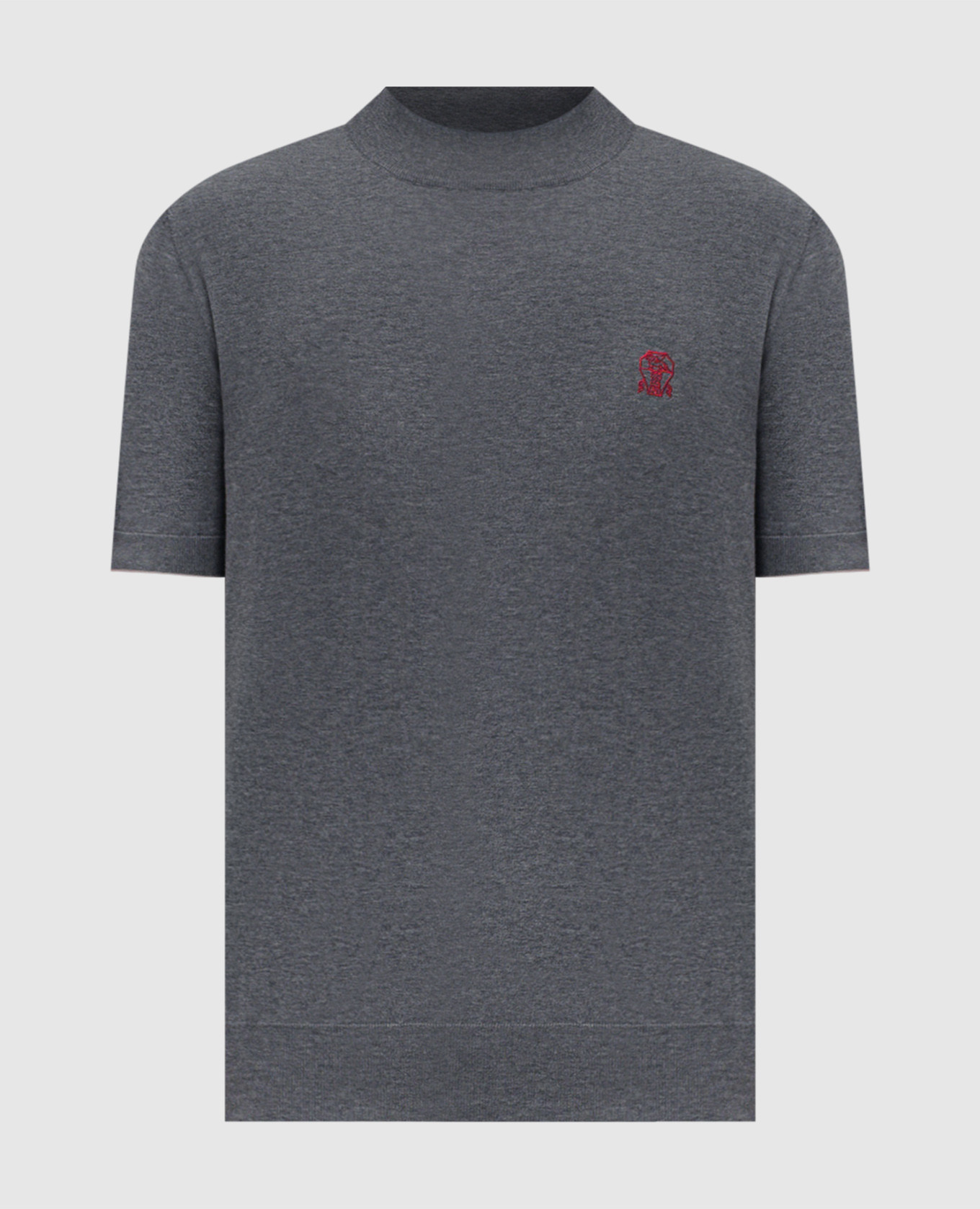 Gray T-shirt with heraldic emblem embroidery