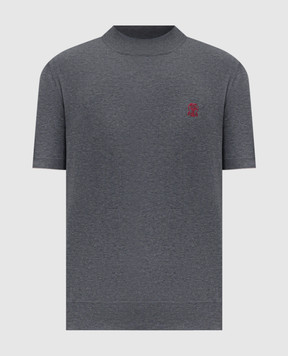 Brunello Cucinelli Gray T-shirt with heraldic emblem embroidery M29800104