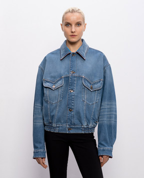 Versace Blue denim jacket with a worn effect 10236031A17921